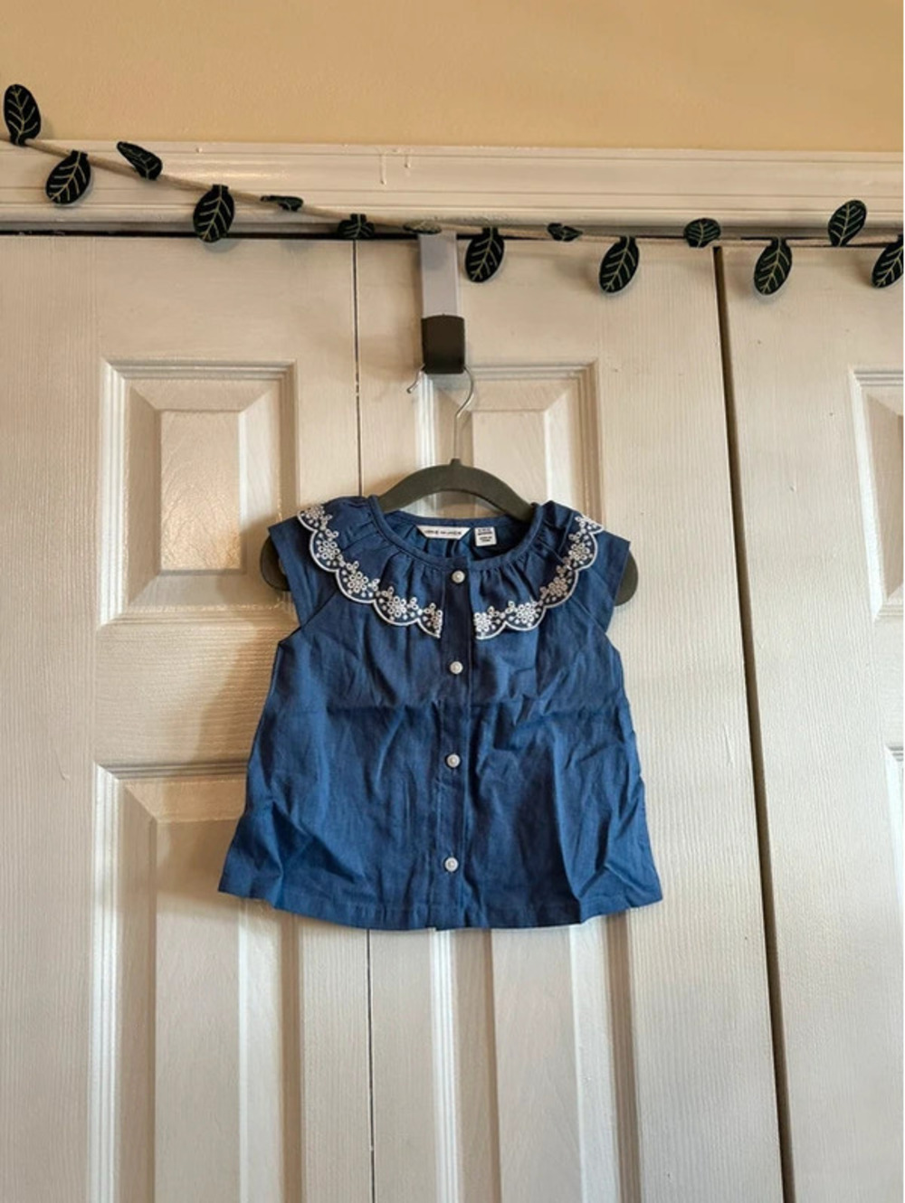 Janie and Jack shirt with lace collar. 6-12 months.